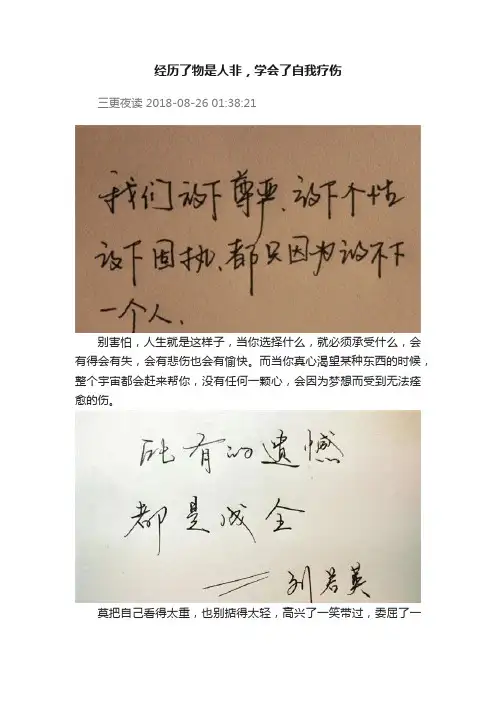经历了物是人非，学会了自我疗伤