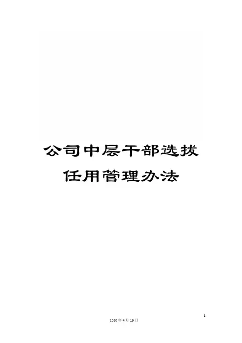 公司中层干部选拔任用管理办法