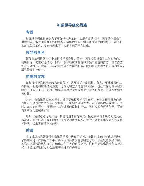 加强领导强化措施