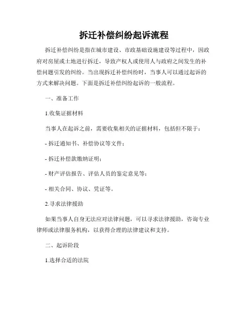 拆迁补偿纠纷起诉流程