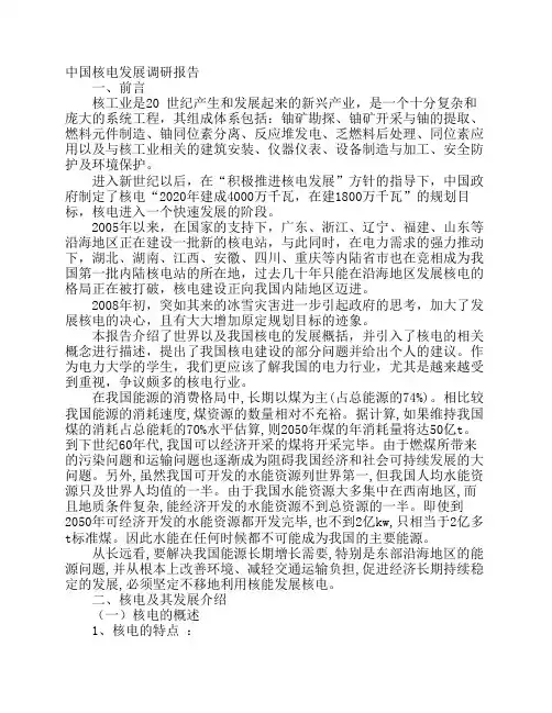 核能发电调研报告