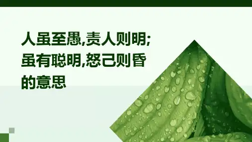人虽至愚,责人则明;虽有聪明,怒己则昏的意思