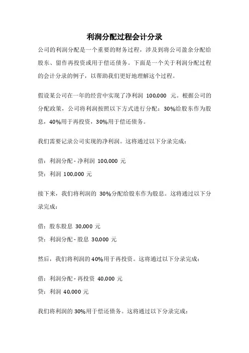利润分配过程会计分录