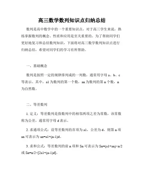 高三数学数列知识点归纳总结