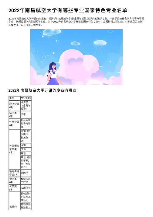 2022年南昌航空大学有哪些专业国家特色专业名单