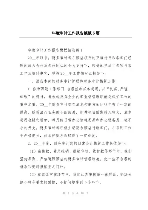 年度审计工作报告模板5篇