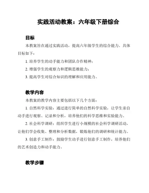 实践活动教案：六年级下册综合