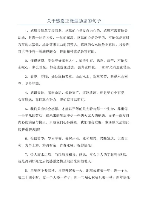 关于感恩正能量励志的句子