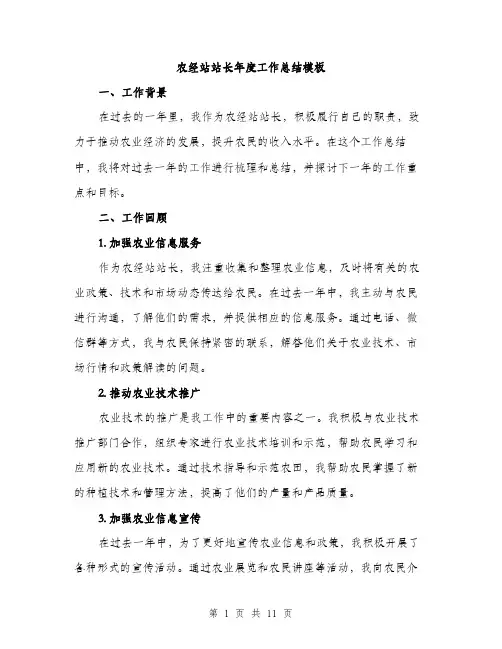 农经站站长年度工作总结模板（三篇）