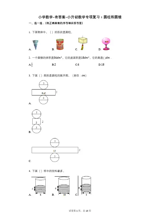 小学数学-有答案-小升初数学专项复习：圆柱和圆锥