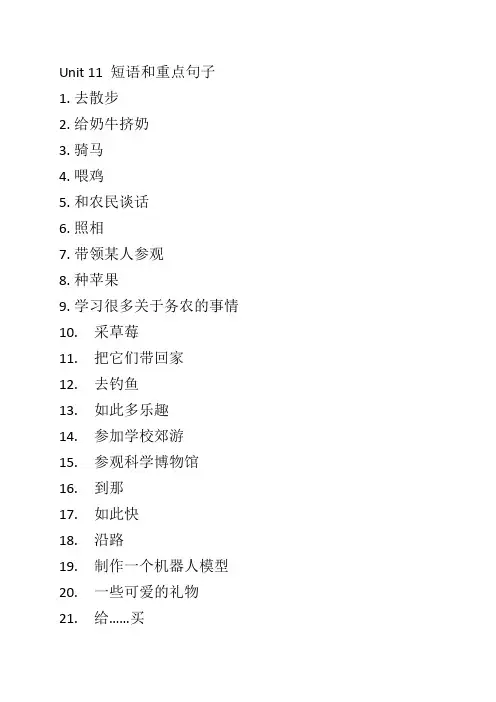 人教版九年级英语中考复习Unit 11 短语和重点句子