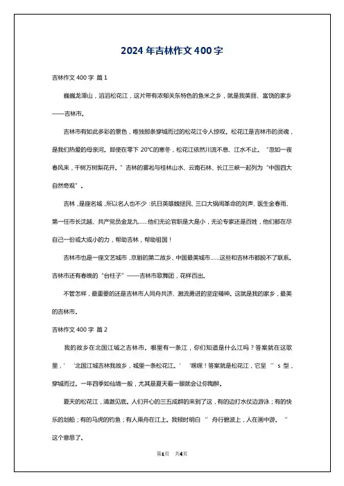 2024年吉林作文400字