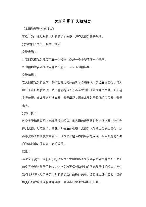 太阳和影子 实验报告