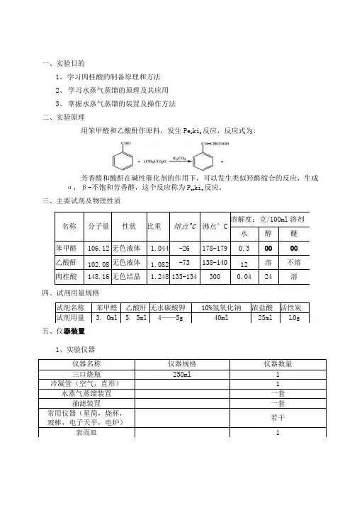 肉桂酸的制备实验报告