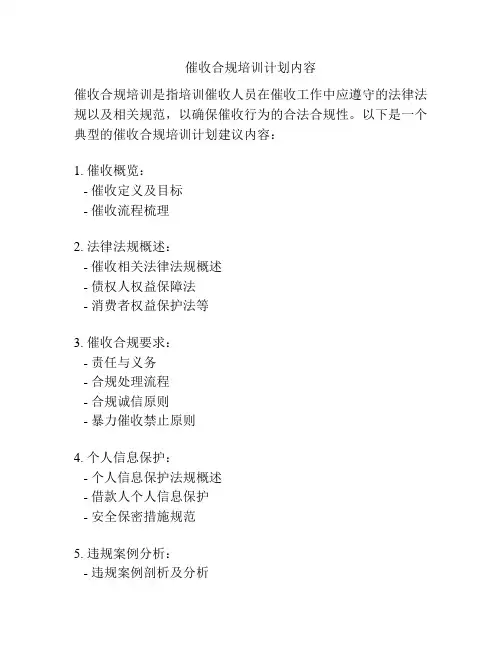 催收合规培训计划内容
