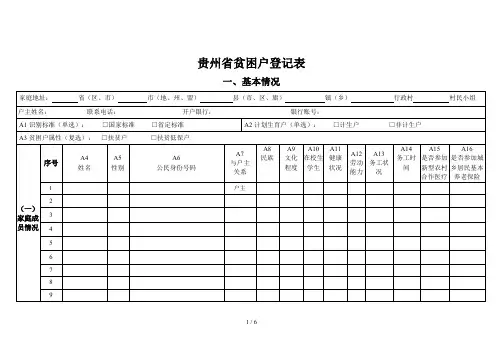 精准扶贫贫困户登记表