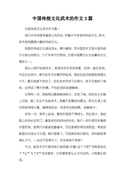 中国传统文化武术的作文3篇