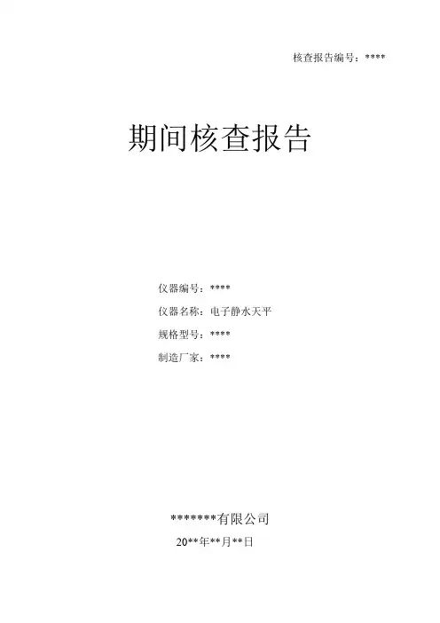 电子静水天平期间核查报告