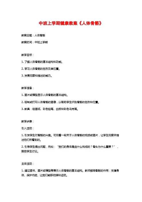 中班上学期健康教案《人体骨骼》 (2)