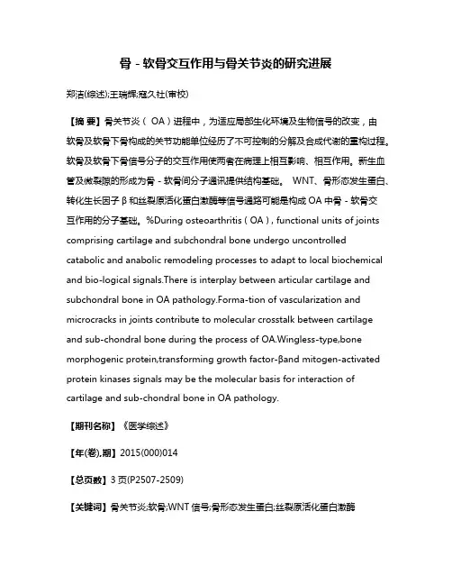 骨－软骨交互作用与骨关节炎的研究进展