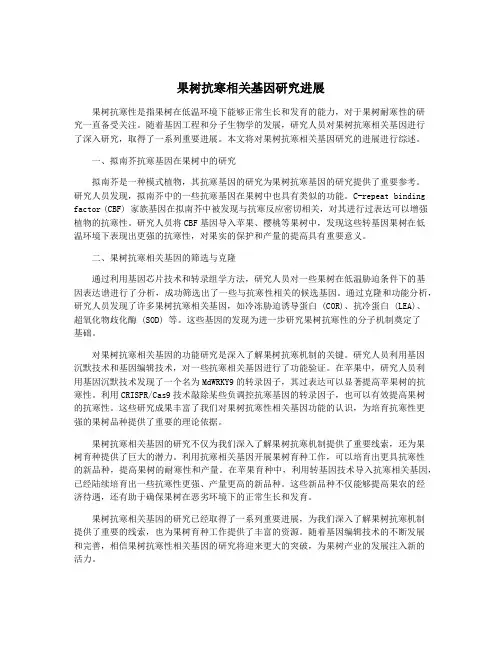 果树抗寒相关基因研究进展