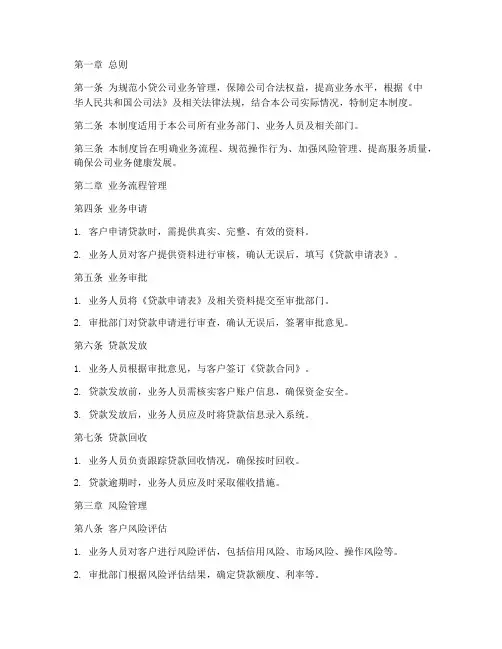 小贷公司业务管理制度