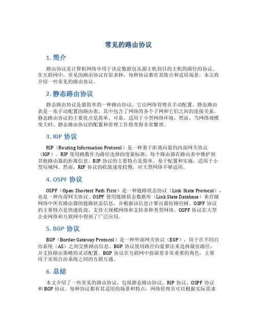 常见的路由协议