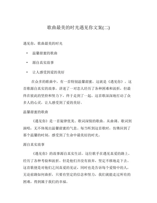 歌曲最美的时光遇见你文案(二)