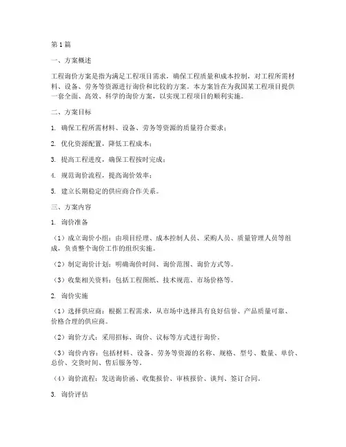 工程询价方案(3篇)