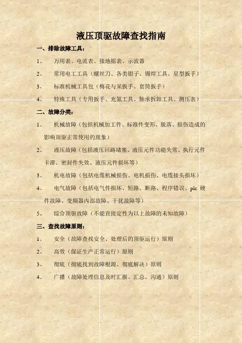 天意顶驱故障查找步骤