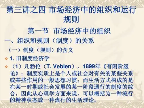 第三讲 社会主义市场经济运行(四)——市场组织和运行规则
