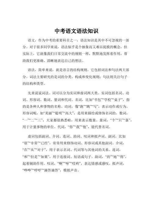 中考语文语法知识