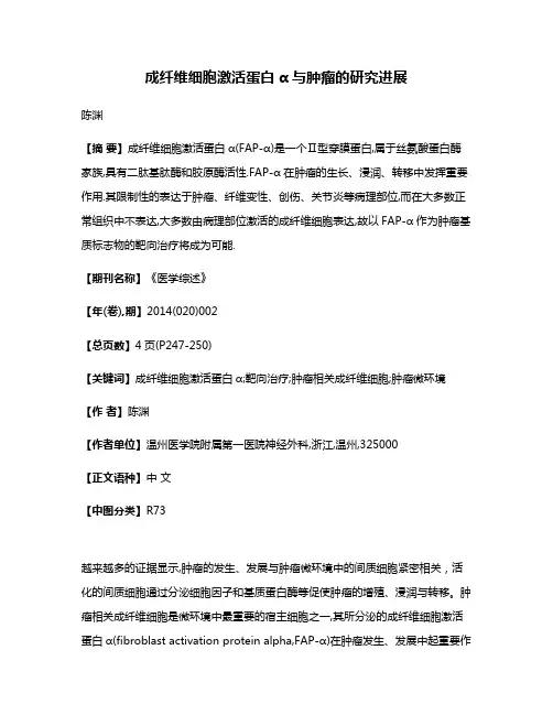 成纤维细胞激活蛋白α与肿瘤的研究进展