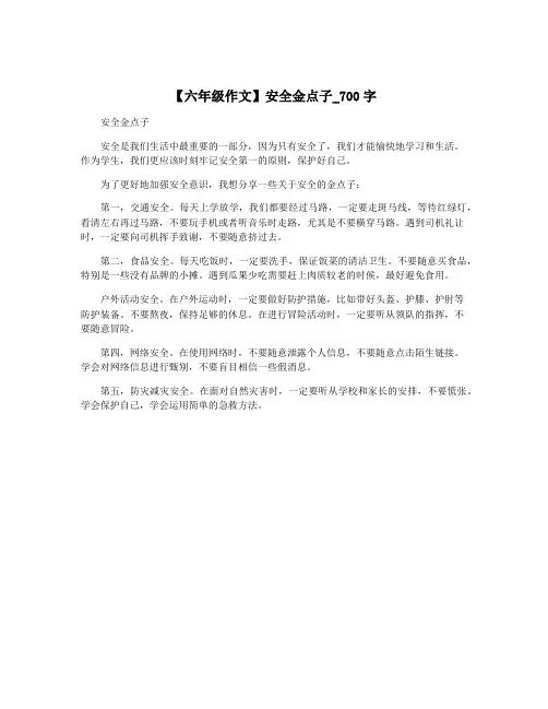 【六年级作文】安全金点子_700字