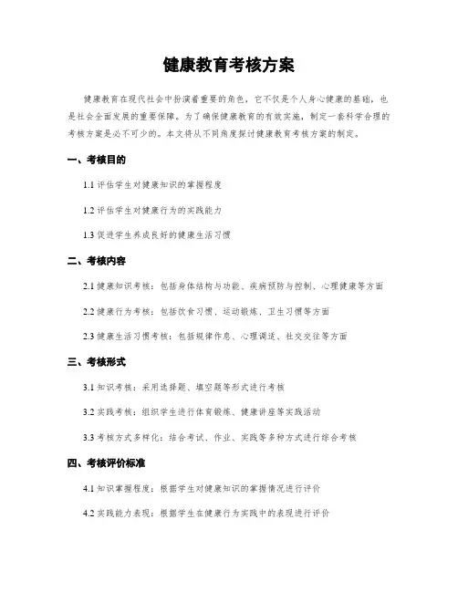 健康教育考核方案