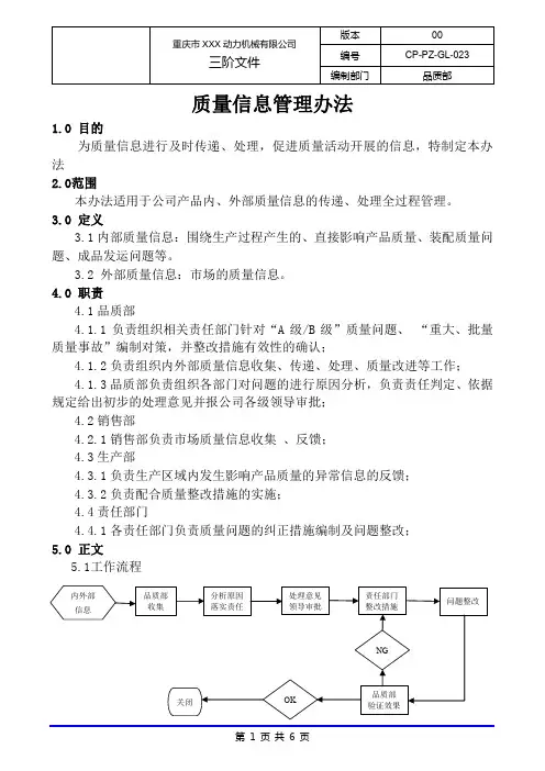 质量信息管理办法