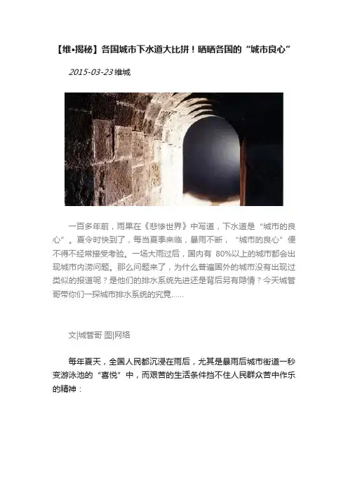 【维·揭秘】各国城市下水道大比拼！晒晒各国的“城市良心”