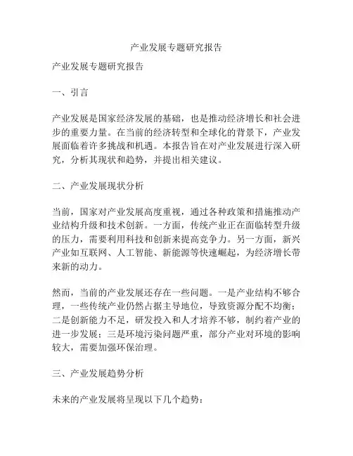 产业发展专题研究报告