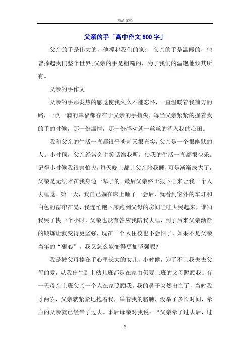 父亲的手「高中作文800字」