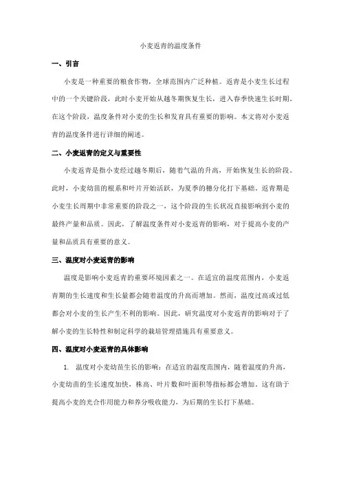 小麦返青的温度条件