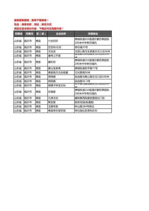 新版山东省临沂市费县古玩企业公司商家户名录单联系方式地址大全15家