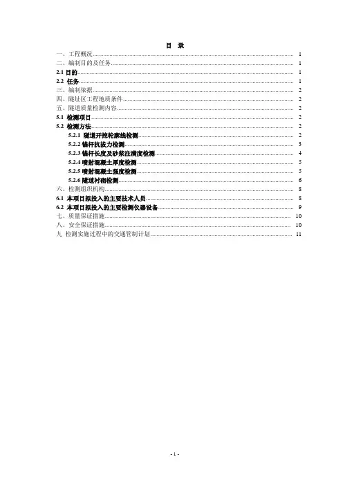 隧道检测方案范本