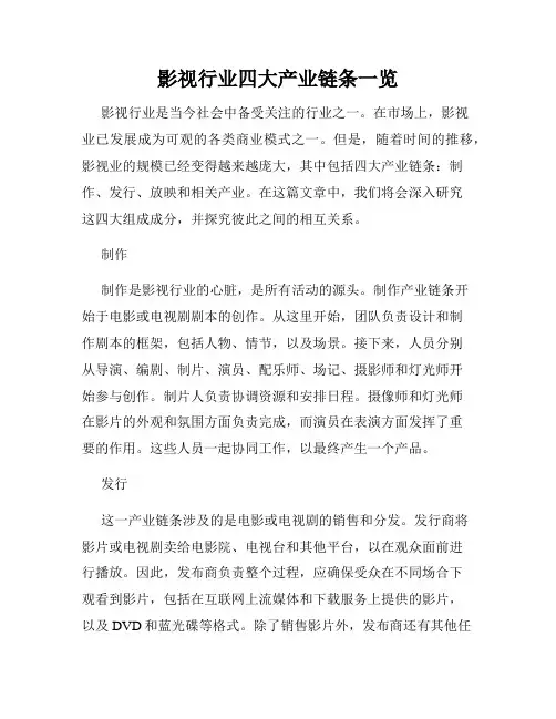 影视行业四大产业链条一览