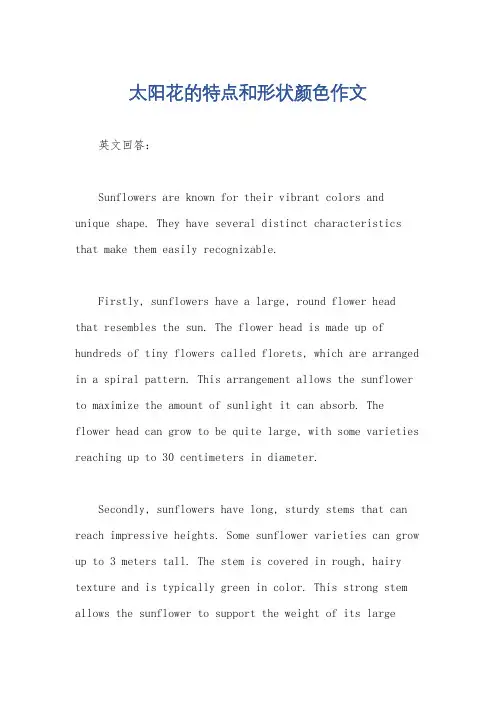 太阳花的特点和形状颜色作文