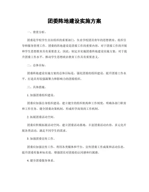 团委阵地建设实施方案
