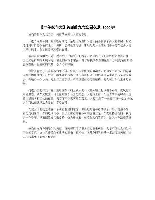 【二年级作文】美丽的九龙公园夜景_1000字