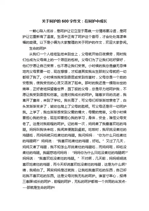关于呵护的600字作文：在呵护中成长