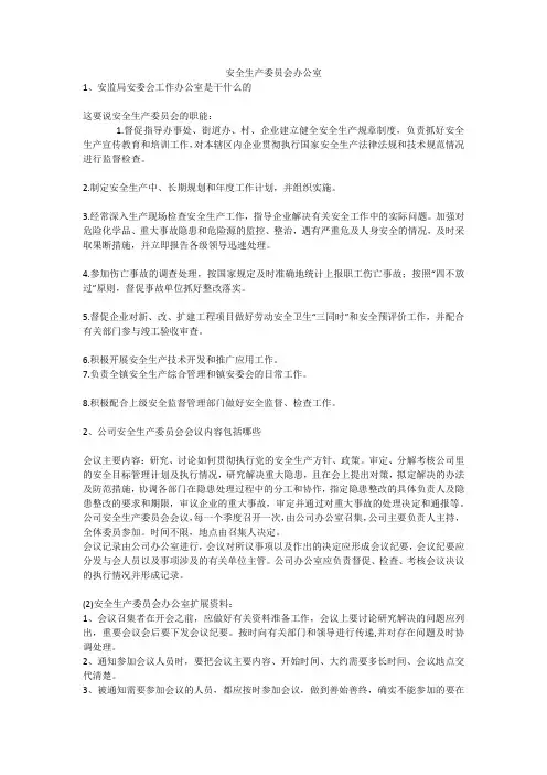安全生产委员会办公室安全生产