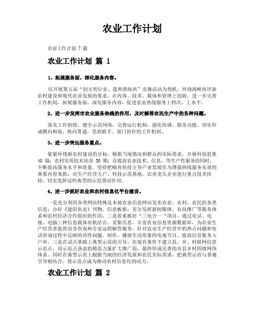 农业工作计划