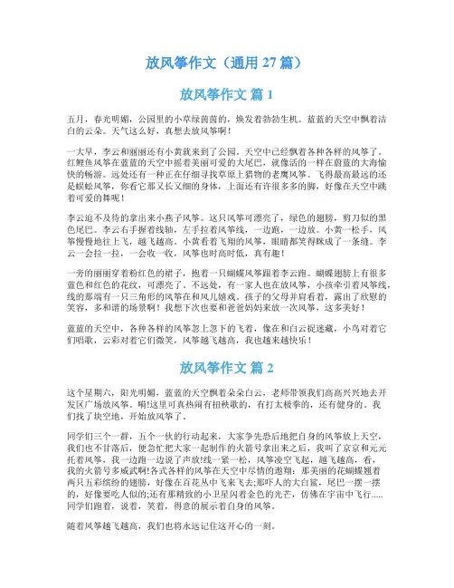 放风筝作文(通用27篇)
